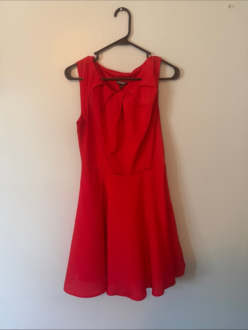 Express Red Sleeveless Fit-and-Flare Mini Dress